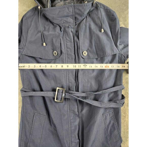 Tommy Hilfiger Women’s XXL Navy Hooded Belted Rain Trench Coat Cotton Blend - Picture 10 of 12